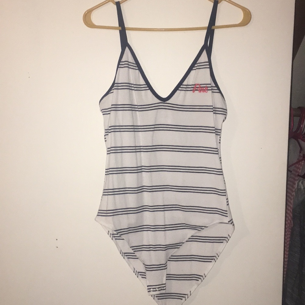 VS PINK STRIPED BODY SUIT